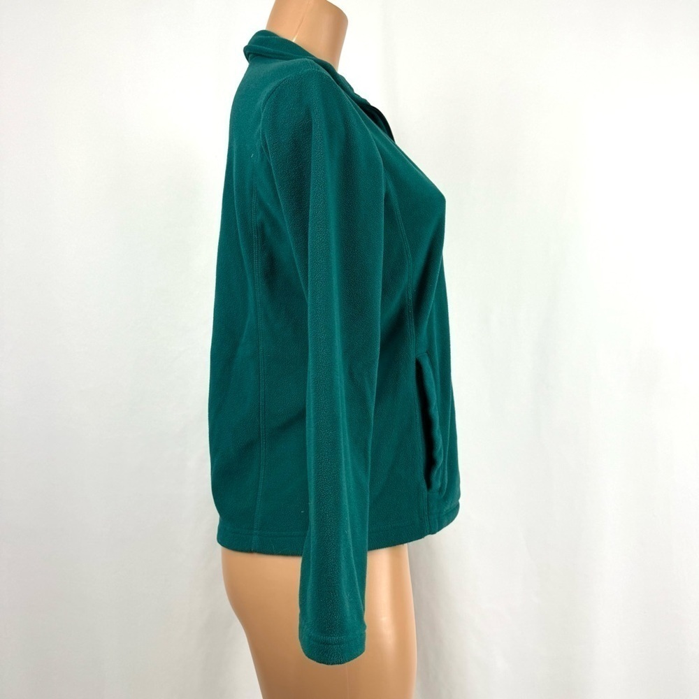 Lands End Women’s S Turquoise Green Full Zip Up Soft Fleece Jacket Sweater Top - Picture 2 of 11